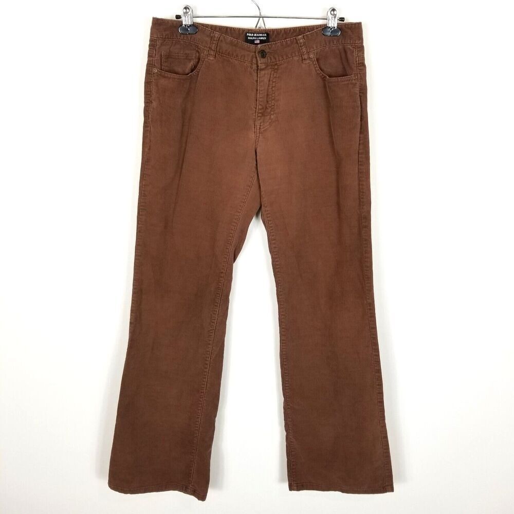 Polo Jeans Co. Ralph Lauren Womens Corduroy Pants Size 10 X‎ 32 Brown